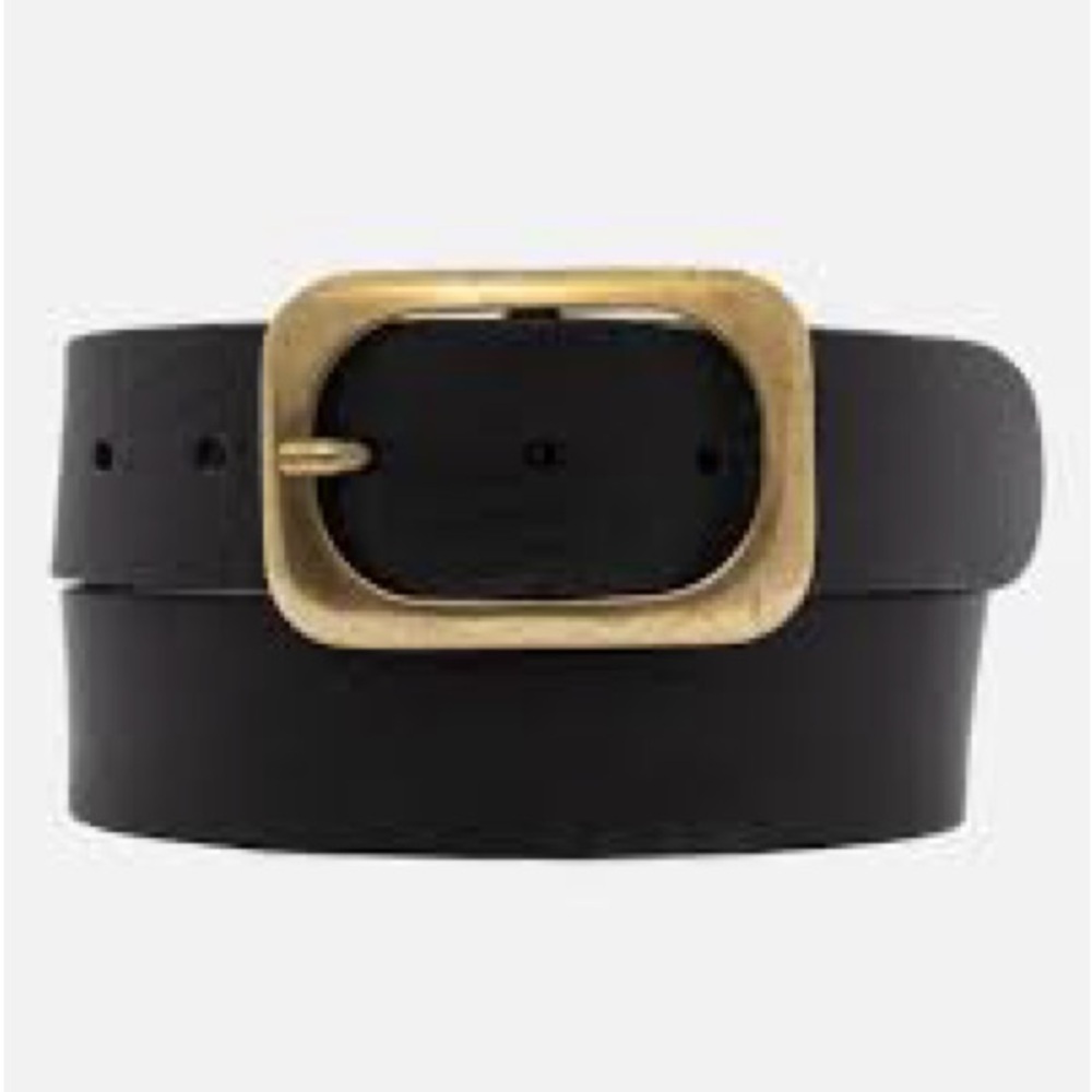 Amsterdam Heritage- Black Leather Belt-Gold Buckle- 105 Jodi belt- XL